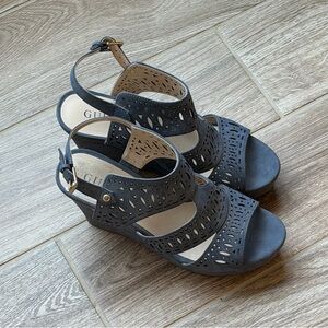 GUESS Women's Blue Gray Platform Wedge Sandals Size 9